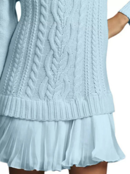 Full Size Cable-Knit Mini Sweater Dress Plus Size