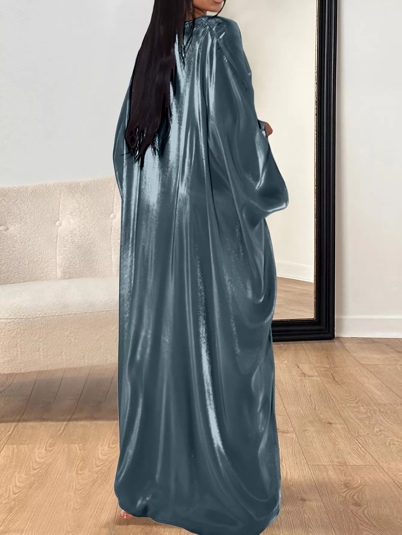 Round Neck Kimono Sleeve Maxi Dress