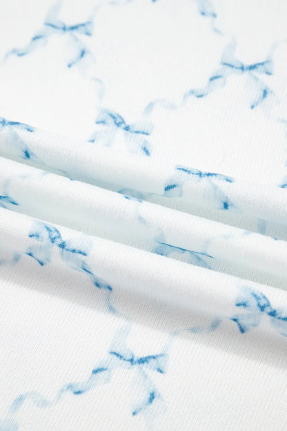 Printed Round Neck Top and Shorts Two-Piece Lounge Set