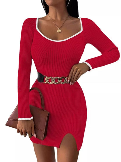 Ribbed Knit Bodycon Sweater Dress