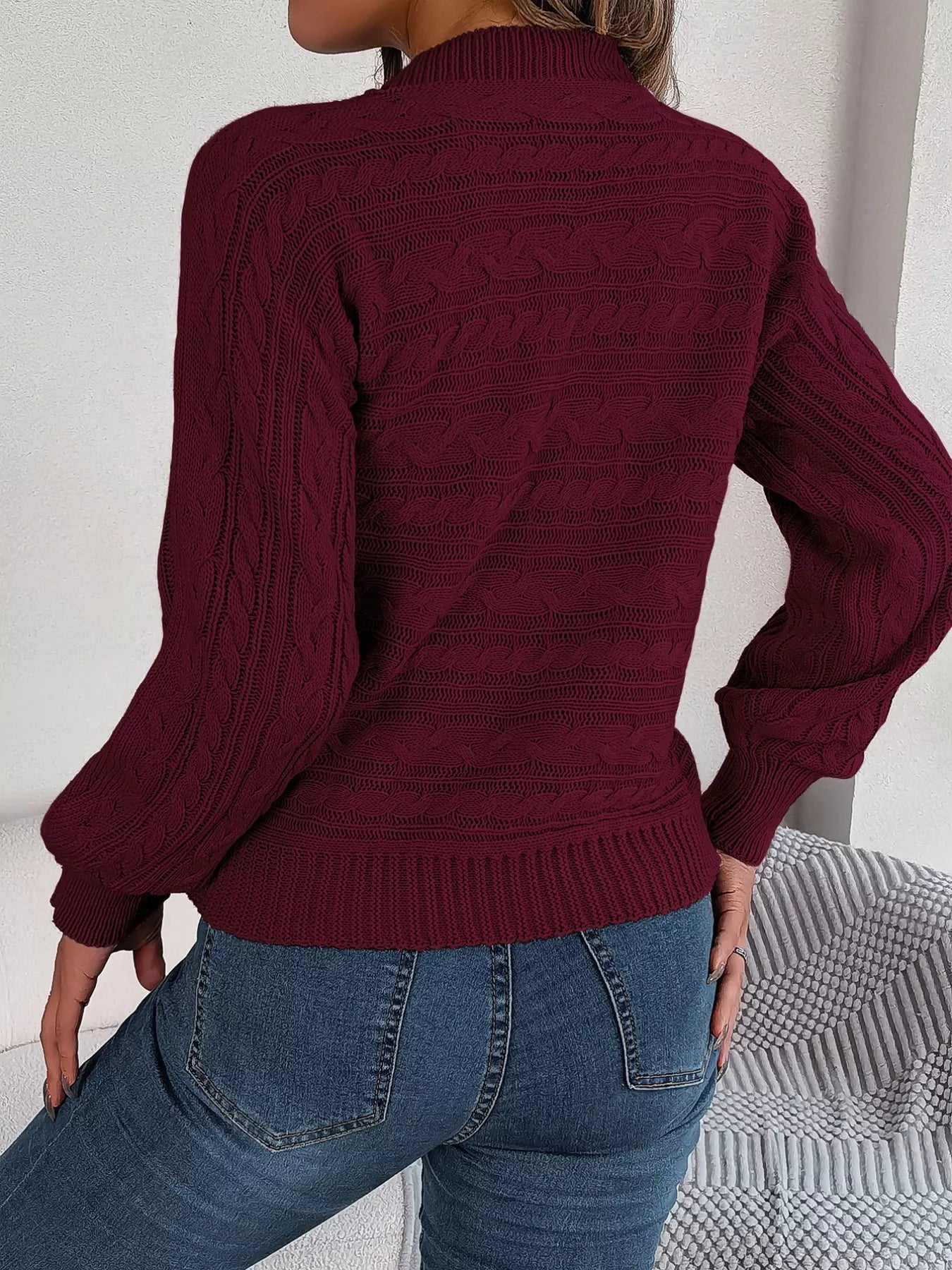 Cable-Knit Cutout Round Neck Sweater