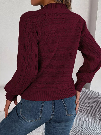 Cable-Knit Cutout Round Neck Sweater
