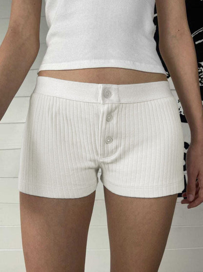 Devine Button Detail Shorts Cream