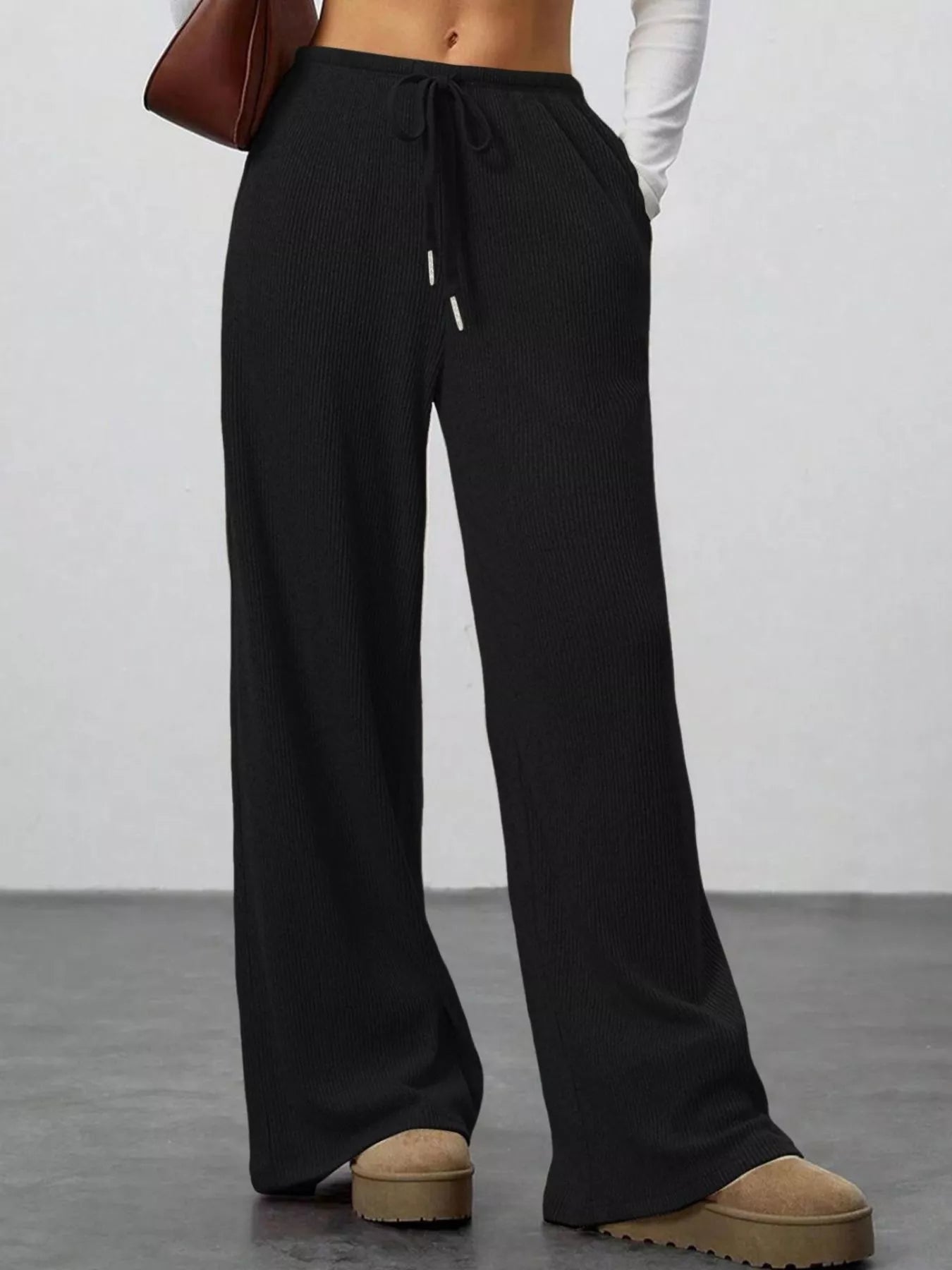 Relaxed Fit Wide Leg Pants Dark Gray