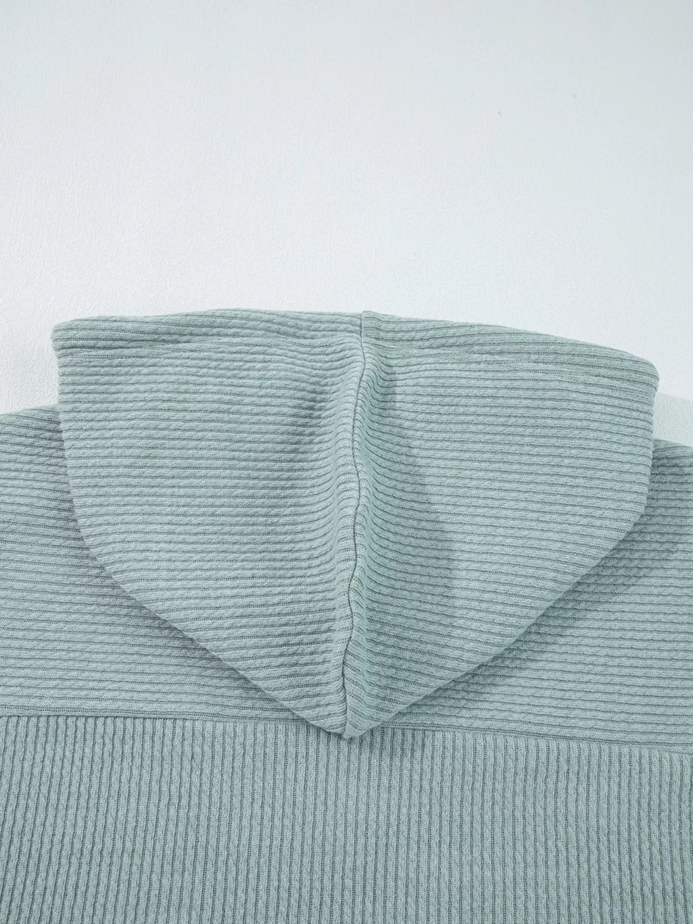 Ribbed Drop Shoulder Knit Hoodie