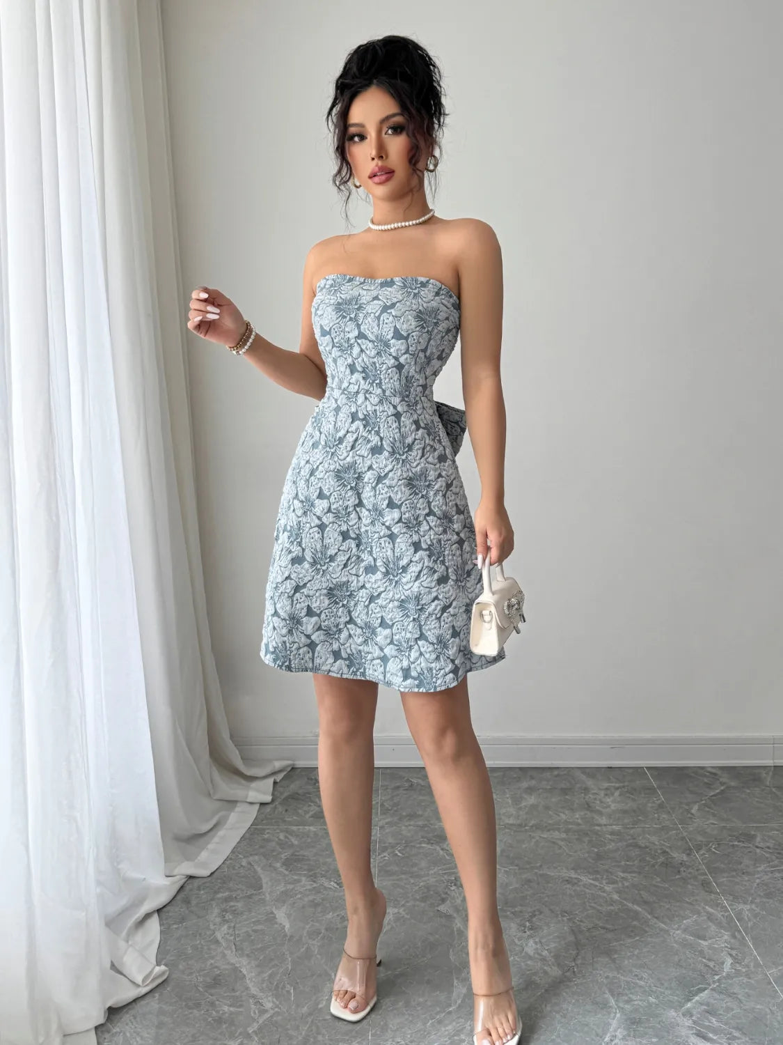 Bow Back Tube Mini Dress