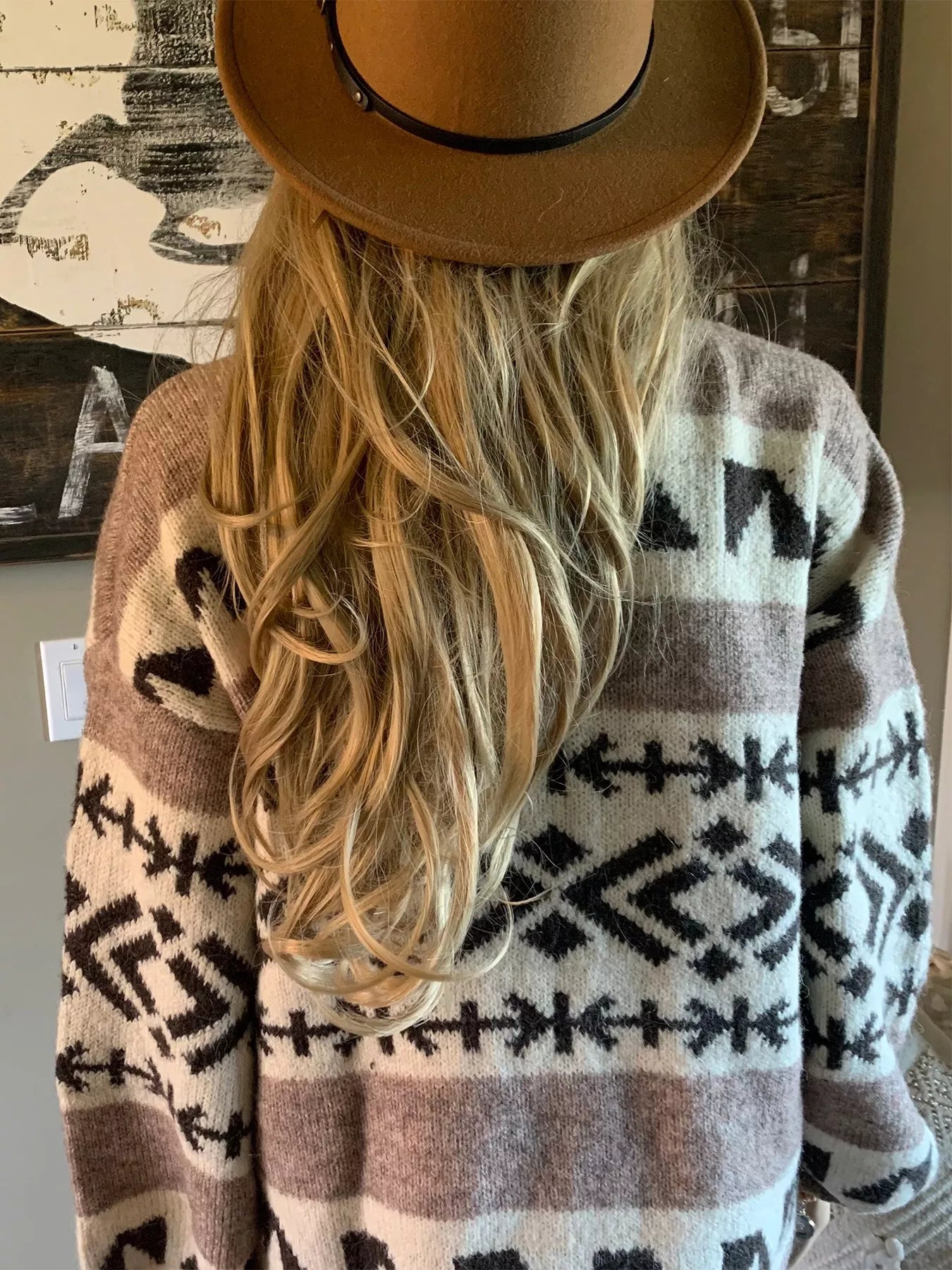 Aztec Pattern Oversized Button Up Cardigan