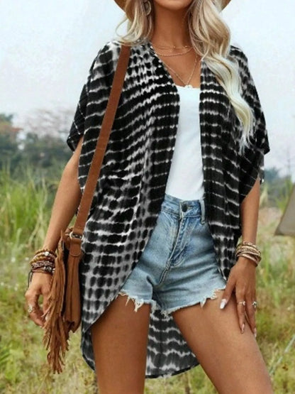 Tie-Dye Open Front Kimono Cardigan