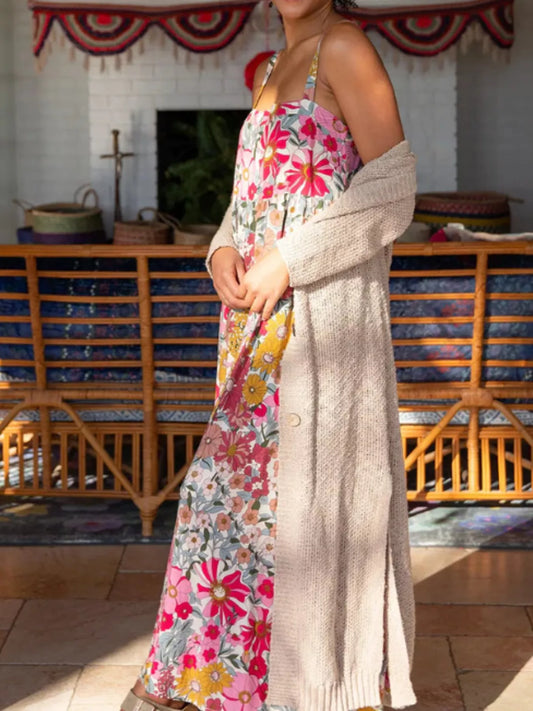 Full Size Square Neck Cami Dress with Side Slit Plus Size