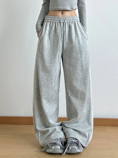 Loose Fit Wide Leg Casual Drawstring Pants