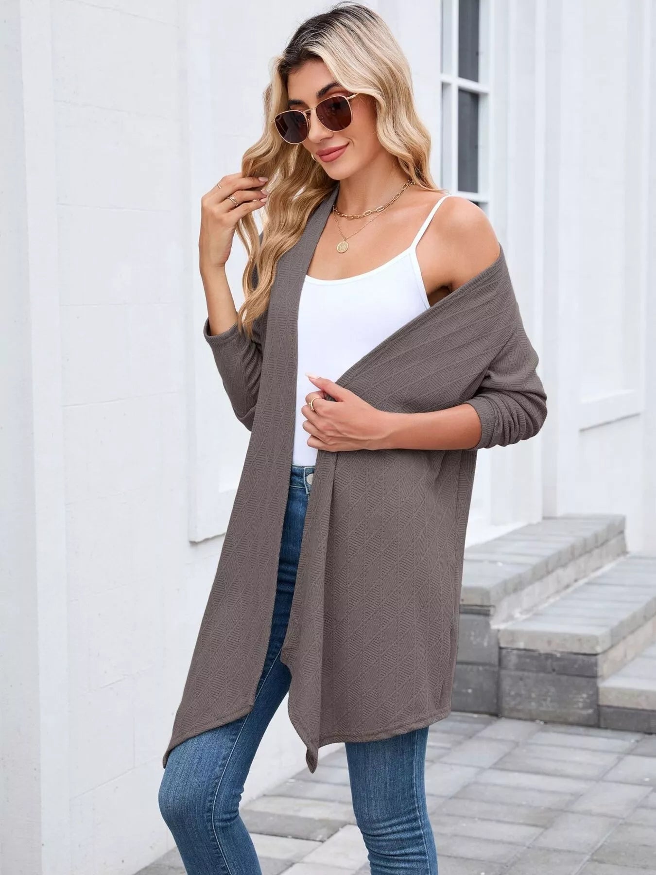 Open Front Long Cardigan
