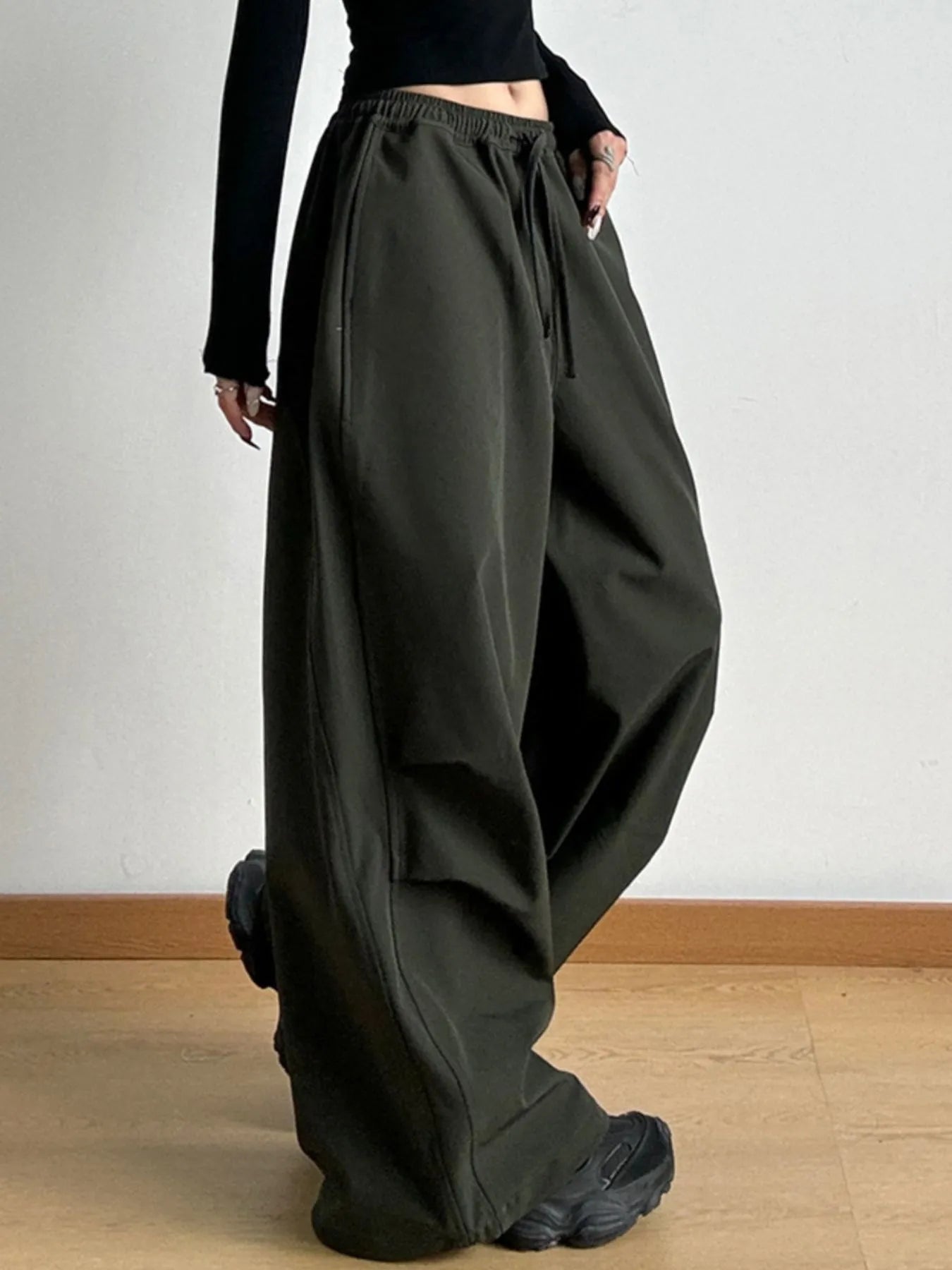 Wide Leg Pants with Drawstring Waist