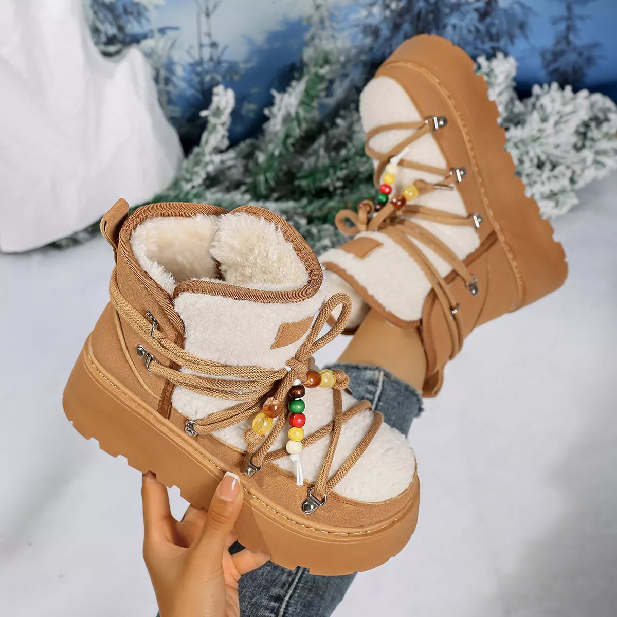 Lace-Up Platform Winter Boots