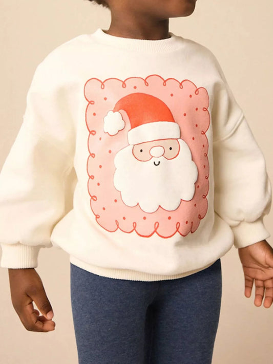 Children's Christmas Santa Crewneck Sweatshirt Cream