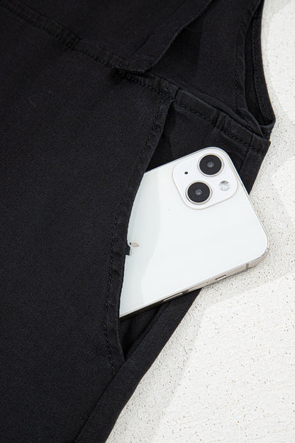 Square Neck Denim Overalls with Pockets