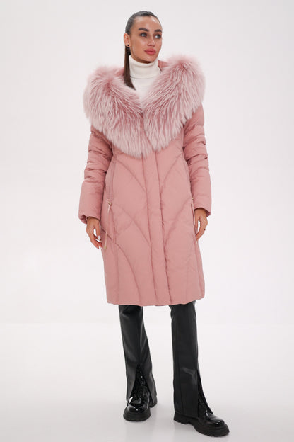 Genuine Fox Down Coat Blush