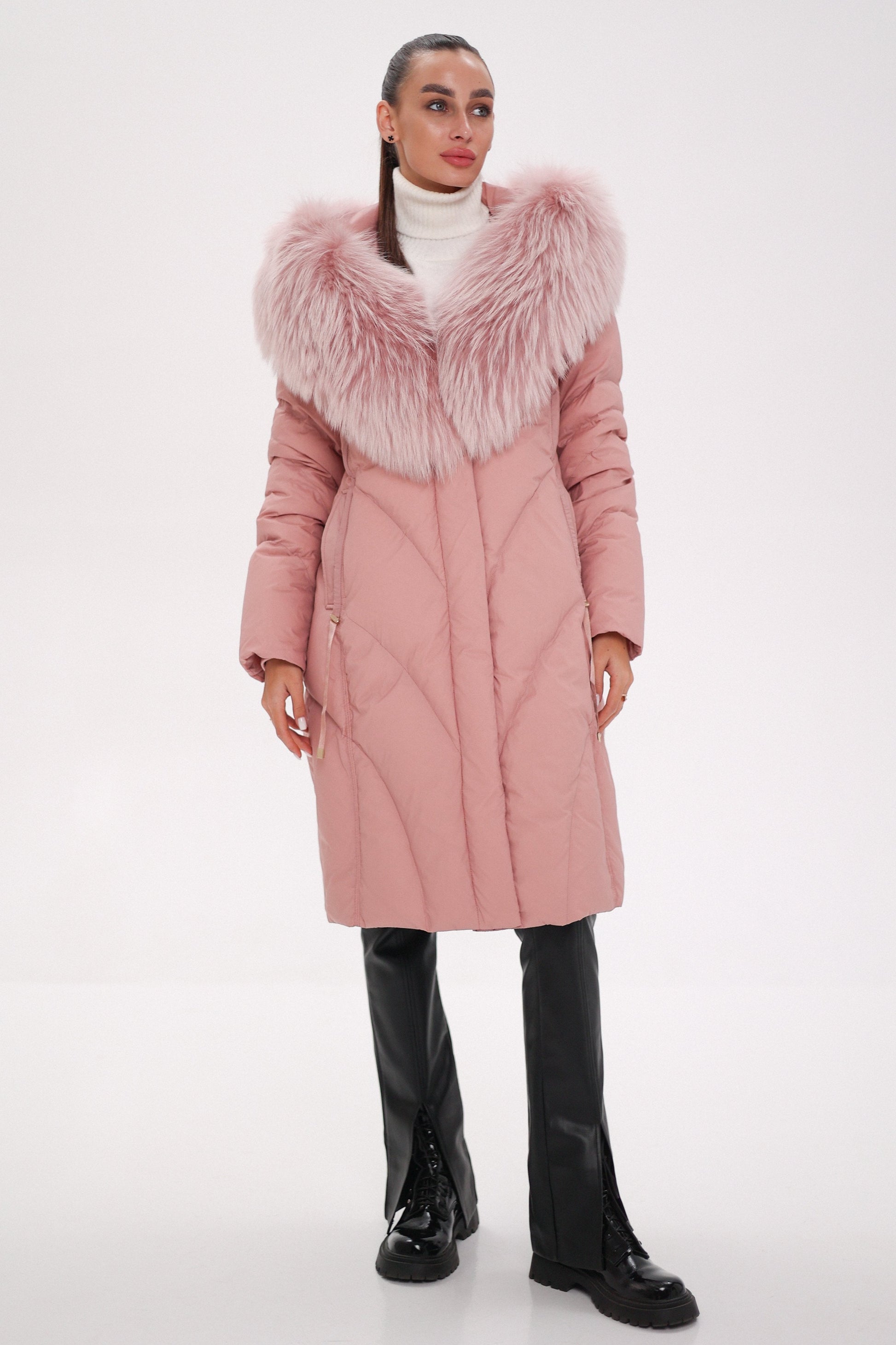 Genuine Fox Down Coat Blush