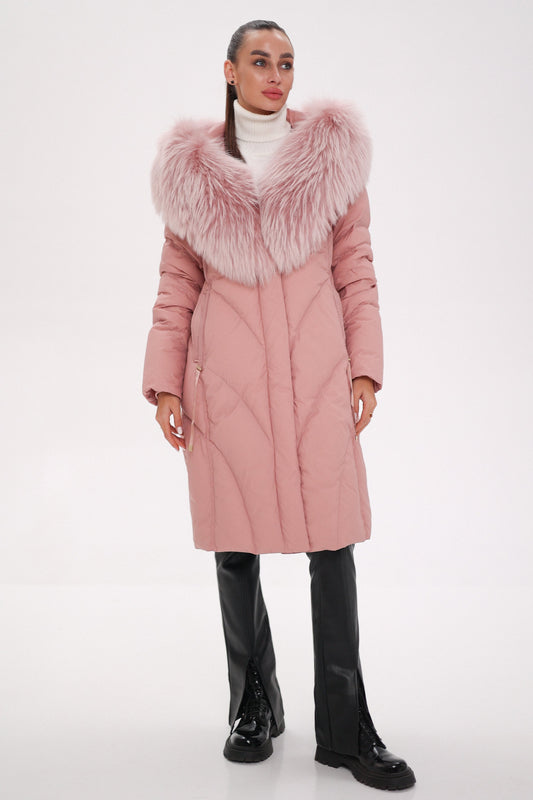 Genuine Fox Down Coat Blush