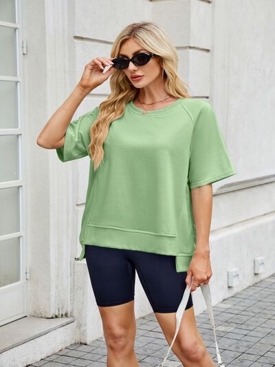 Round Neck Short Sleeve T-Shirt Lime