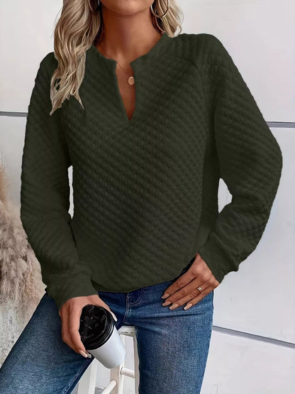 Notched Raglan Sleeve Sweatshirt Army Green