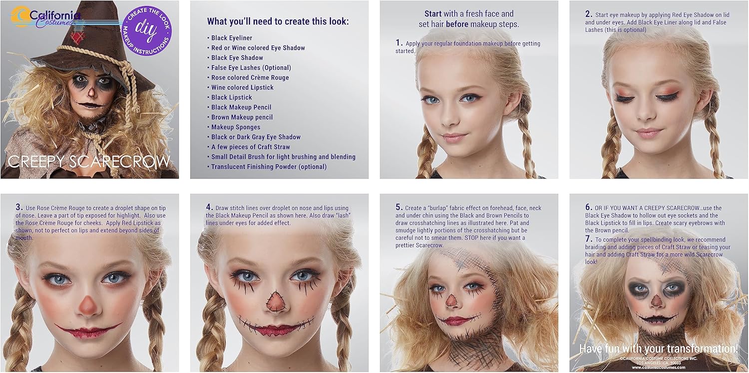 Women's Creepy Scarecrow Costume - Halloween Tunic with Rope Belt