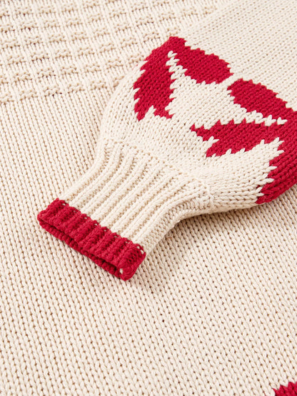 Bow Pattern Textured Open Front Baggy Cardigan