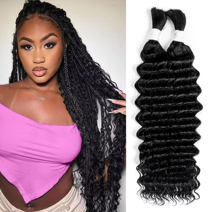 Brazilian Virgin Hair Bundles Deep Wave Human Hair Extensions Deep Wave Bulk Human Braiding Hair