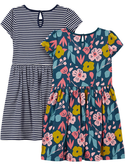 Girls Dress Set 2-Pack - Short Sleeve and Sleeveless Dresses