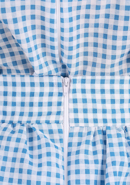 Dorothy Costume - Women's Blue Gingham Dress with White Blouse and Hair Ribbons
