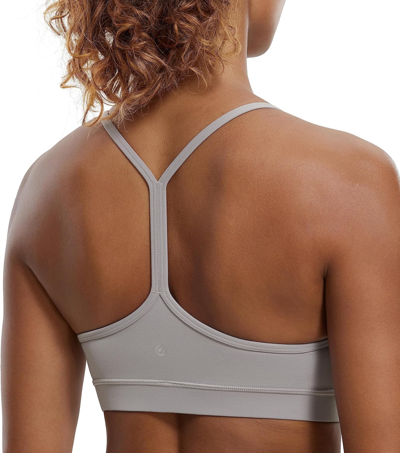 Women's Y-Back Sports Bra Padded Racerback Low Impact Workout Top Gull Gray