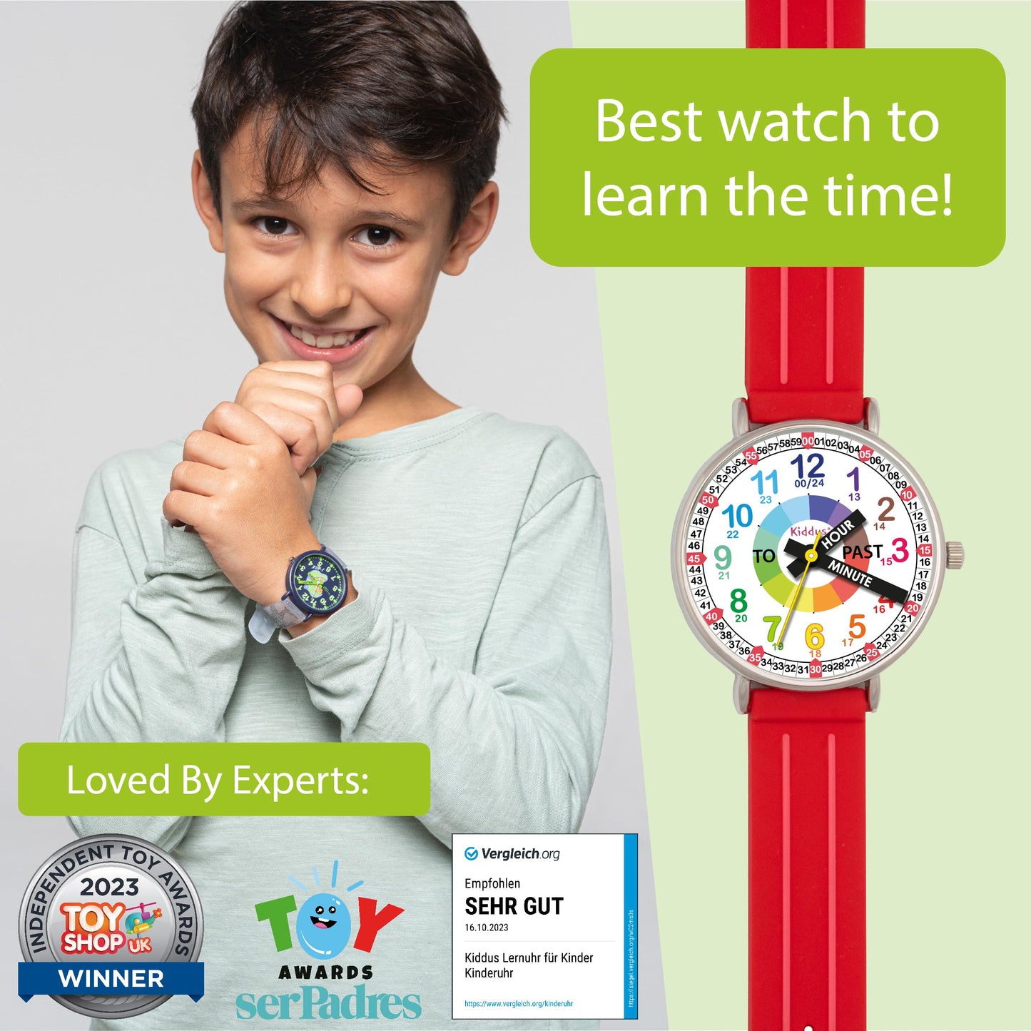 Kids Time Teacher Watch - Educational Analog Watch with Japanese Quartz Movement Ages 5-12