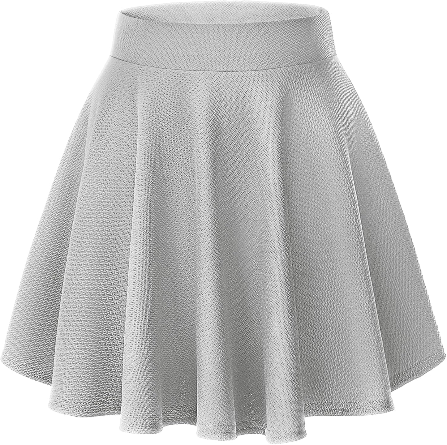 Women Flared Mini Skater Skirt - Stretchy A-Line Circle Skirt Grey