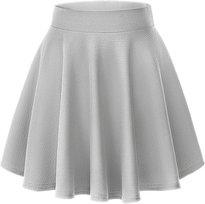 Women Flared Mini Skater Skirt - Stretchy A-Line Circle Skirt