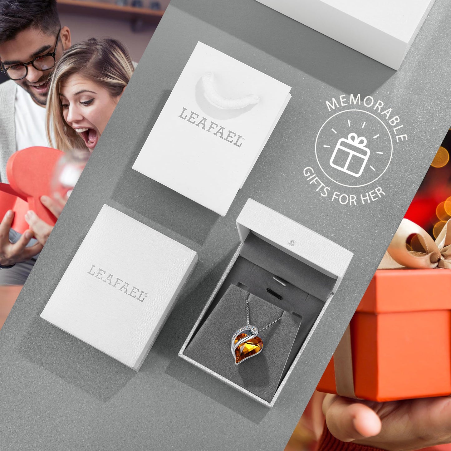 Infinity Love Birthstone Heart Necklace - 18K White Gold Plated Crystal Pendant Gift for Women