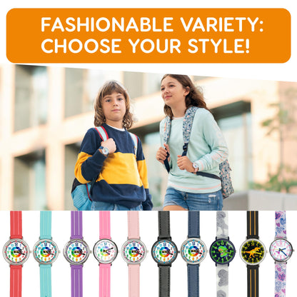 Kids Time Teacher Watch - Educational Analog Watch with Japanese Quartz Movement Ages 5-12