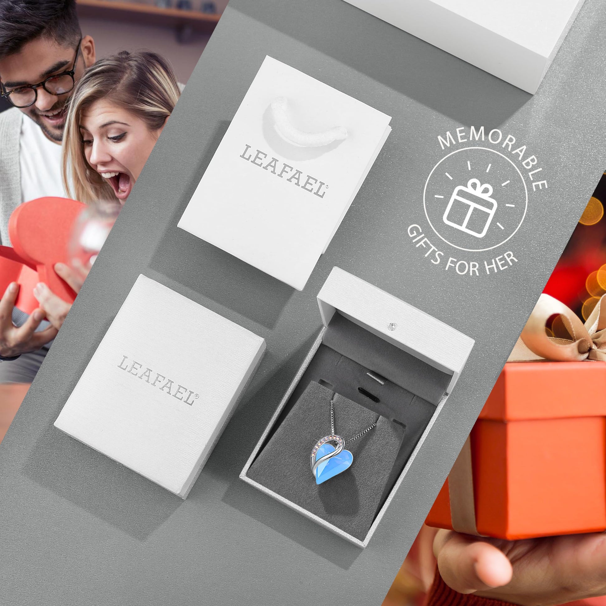 Infinity Love Birthstone Heart Necklace - 18K White Gold Plated Crystal Pendant Gift for Women