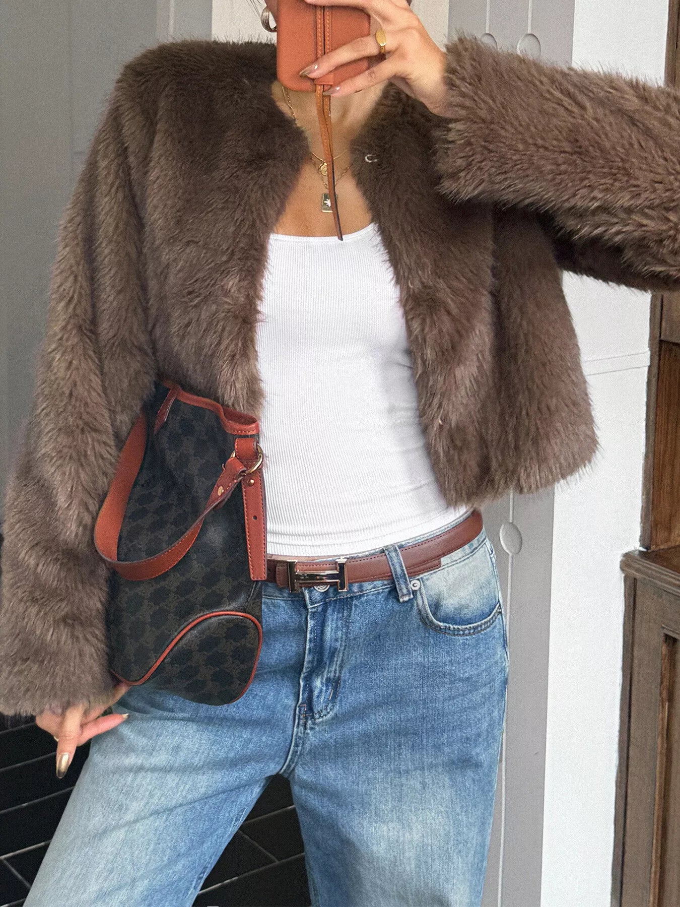 Faux Fur Cropped Outerwear