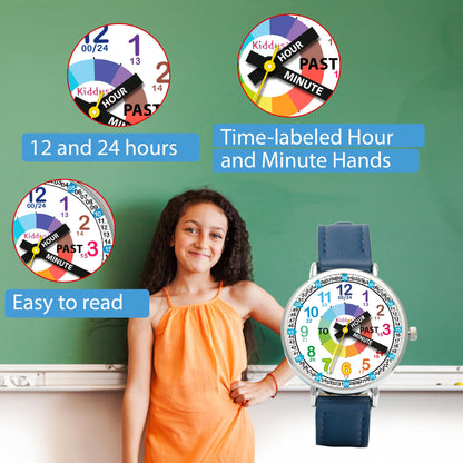 Kids Time Teacher Watch - Educational Analog Watch with Japanese Quartz Movement Ages 5-12