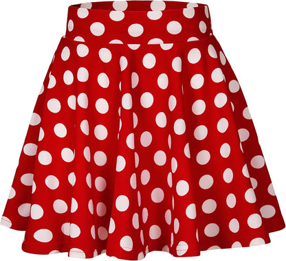 Women Flared Mini Skater Skirt - Stretchy A-Line Circle Skirt