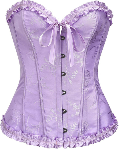 Corset Top for Women - Lace Bustier Shapewear with Push Up Support