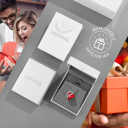 Infinity Love Birthstone Heart Necklace - 18K White Gold Plated Crystal Pendant Gift for Women