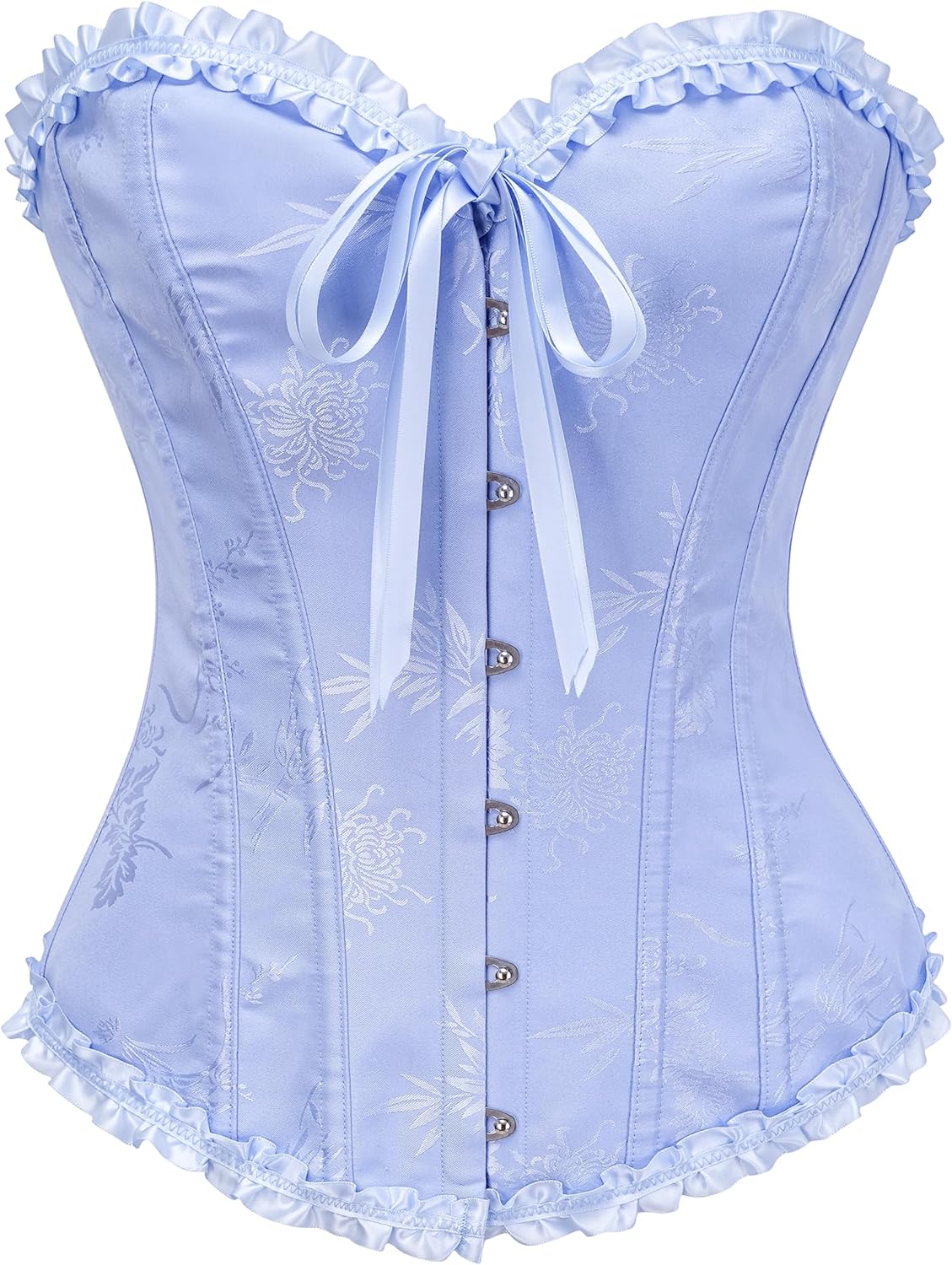 Corset Top for Women - Lace Bustier Shapewear with Push Up Support Sky Blue