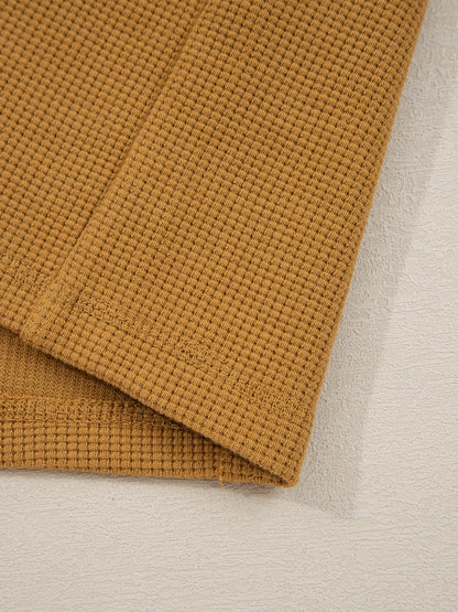 Oversized Textured Split Neck High Low Sweatshirt