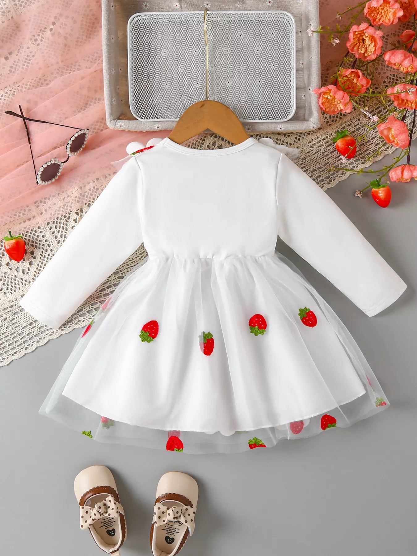 Children's Bow Decor Ruffle Trim Dress