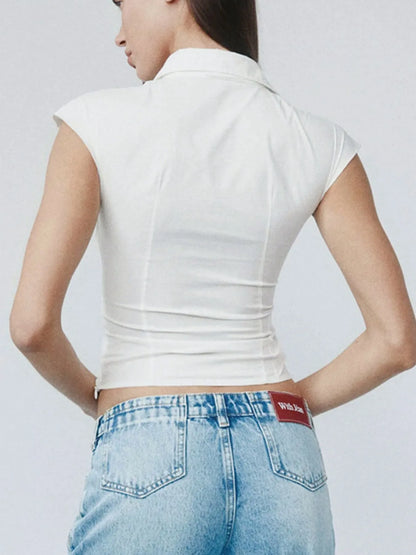 Twisted Front Cap Sleeve Blouse