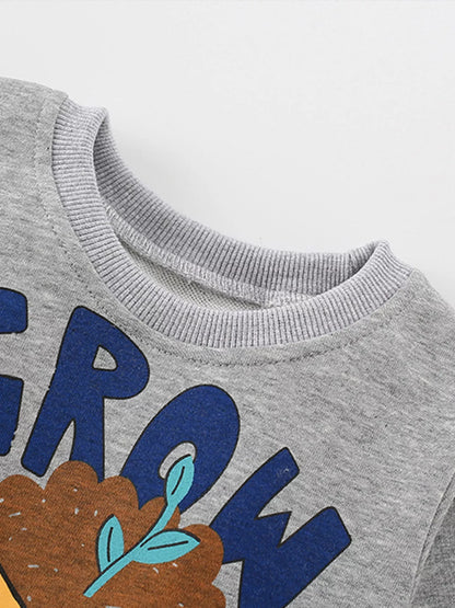 Children's Cartoon Truck Crew Neck Sweatshirt