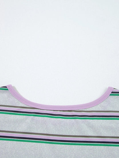 Stripe Oversize Drop Shoulder Long Sleeve Casual Top