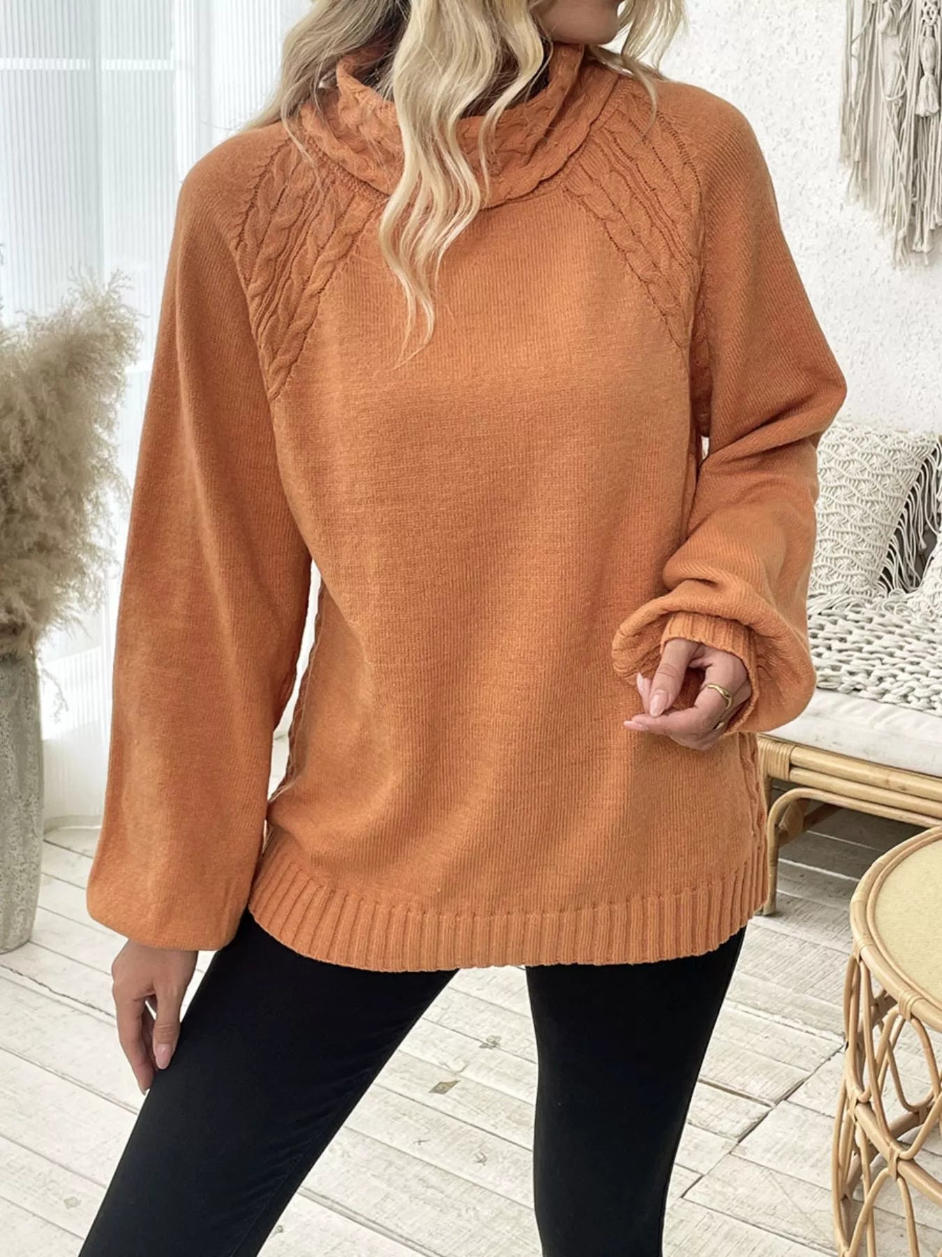 Cable Knit Turtleneck Sweater