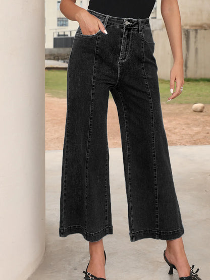 Seam Detail Flared Bottom Ankle Length Jeans