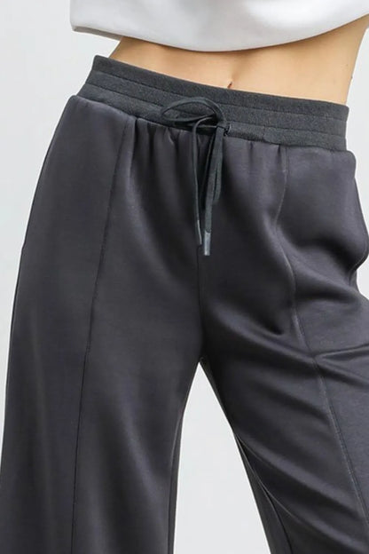 Umgee Drawstring Wide Leg Cropped Pants